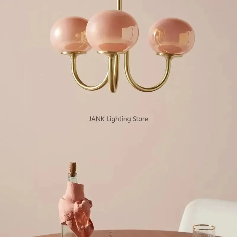 "Mansion French Pink Glass Chandelier for Cozy Spaces LED Lamps"