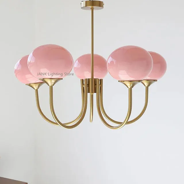 "Mansion French Pink Glass Chandelier for Cozy Spaces LED Lamps"