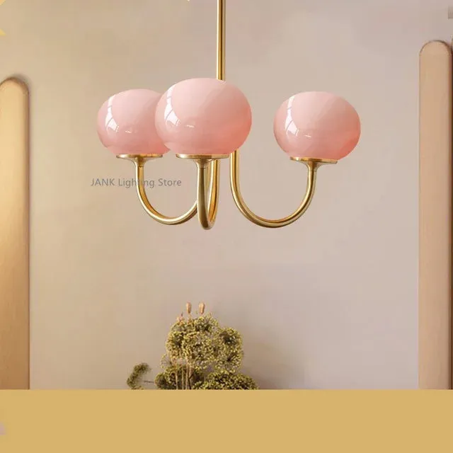 "Mansion French Pink Glass Chandelier for Cozy Spaces LED Lamps"