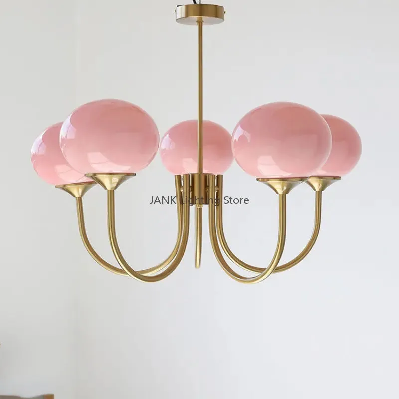 "Mansion French Pink Glass Chandelier for Cozy Spaces LED Lamps"