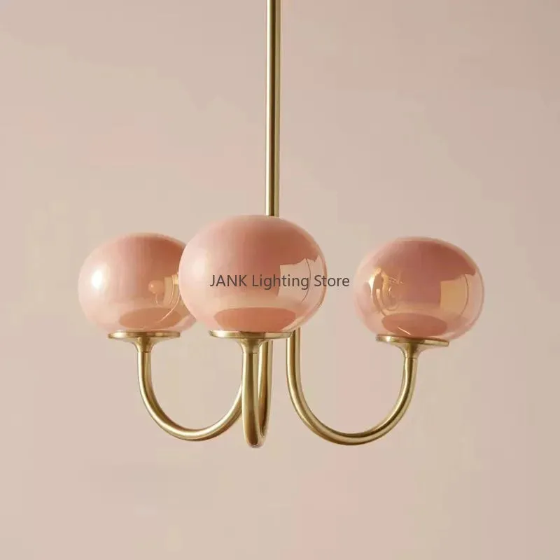 "Mansion French Pink Glass Chandelier for Cozy Spaces LED Lamps"