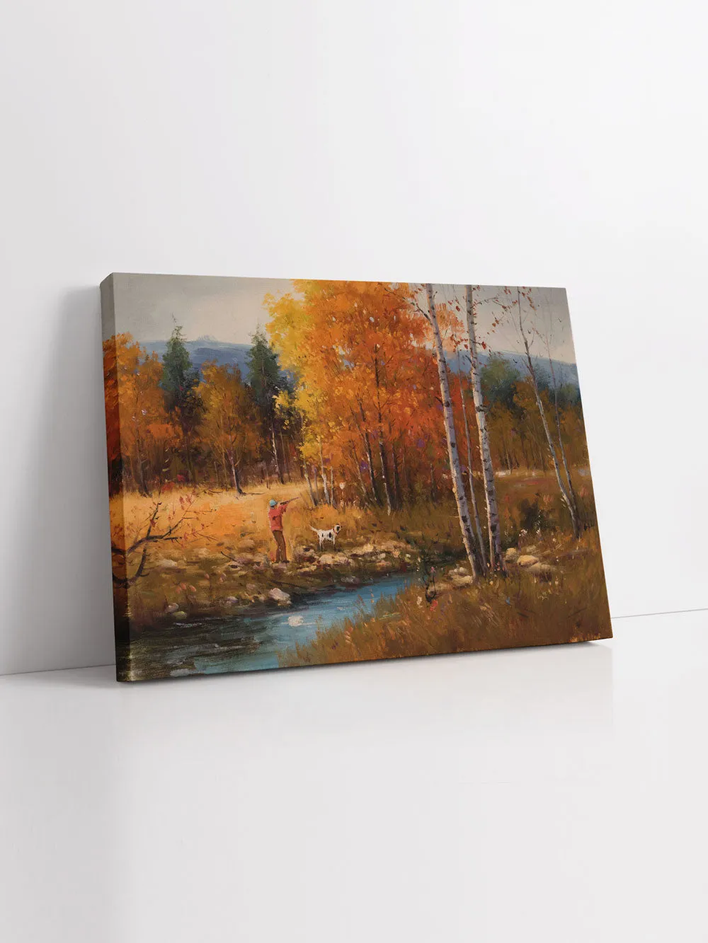 "The Hunter In Forest" Handmade Oil Painting 24"x 36"