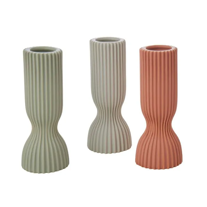 Ribbed Ceramic Vessel - Green
