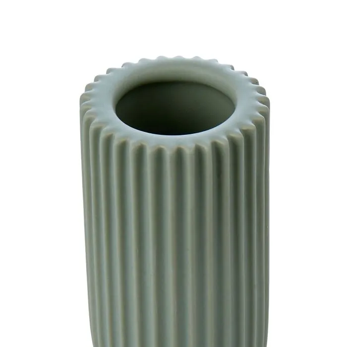 Ribbed Ceramic Vessel - Green