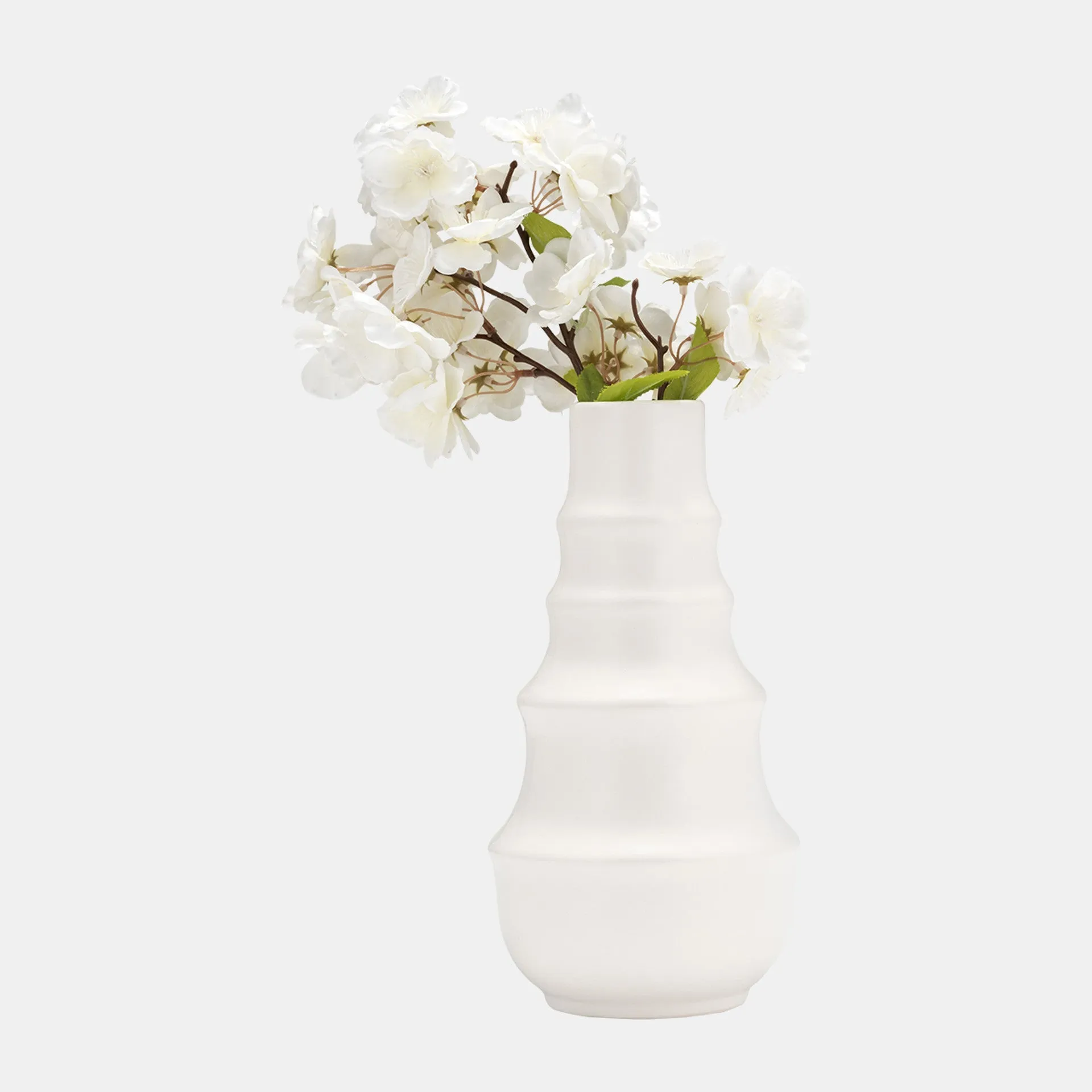 RING PATTERN VASE , WHITE