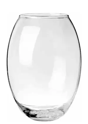 Rishabh Home Decoration Dholak Shaped Decorative Glass Vase for Living Room Table and Home Décor Gift Item 8 Inch Flower Pot Decorative Glass Vase (White) (8 inchi)