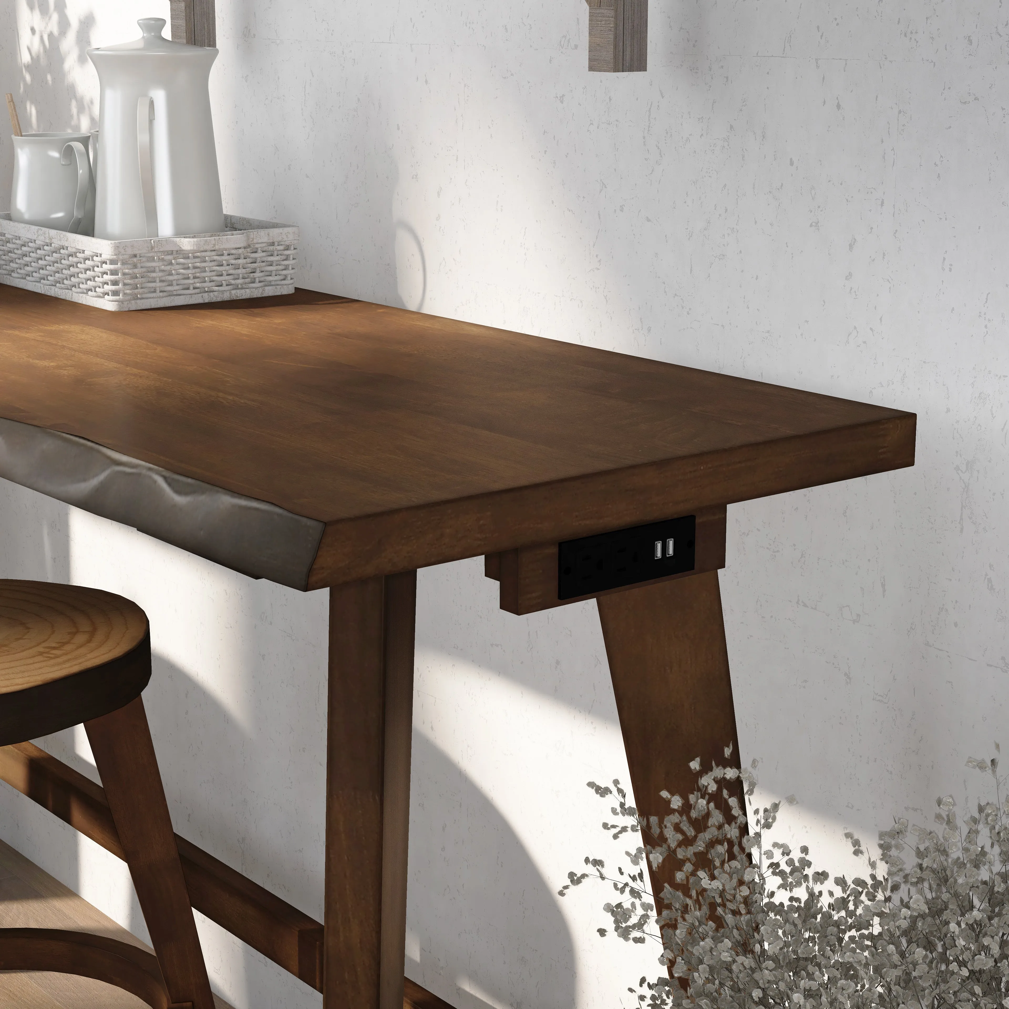 Robbins Dark Walnut 4-Piece Counter Height Table Set with USB & Outlet