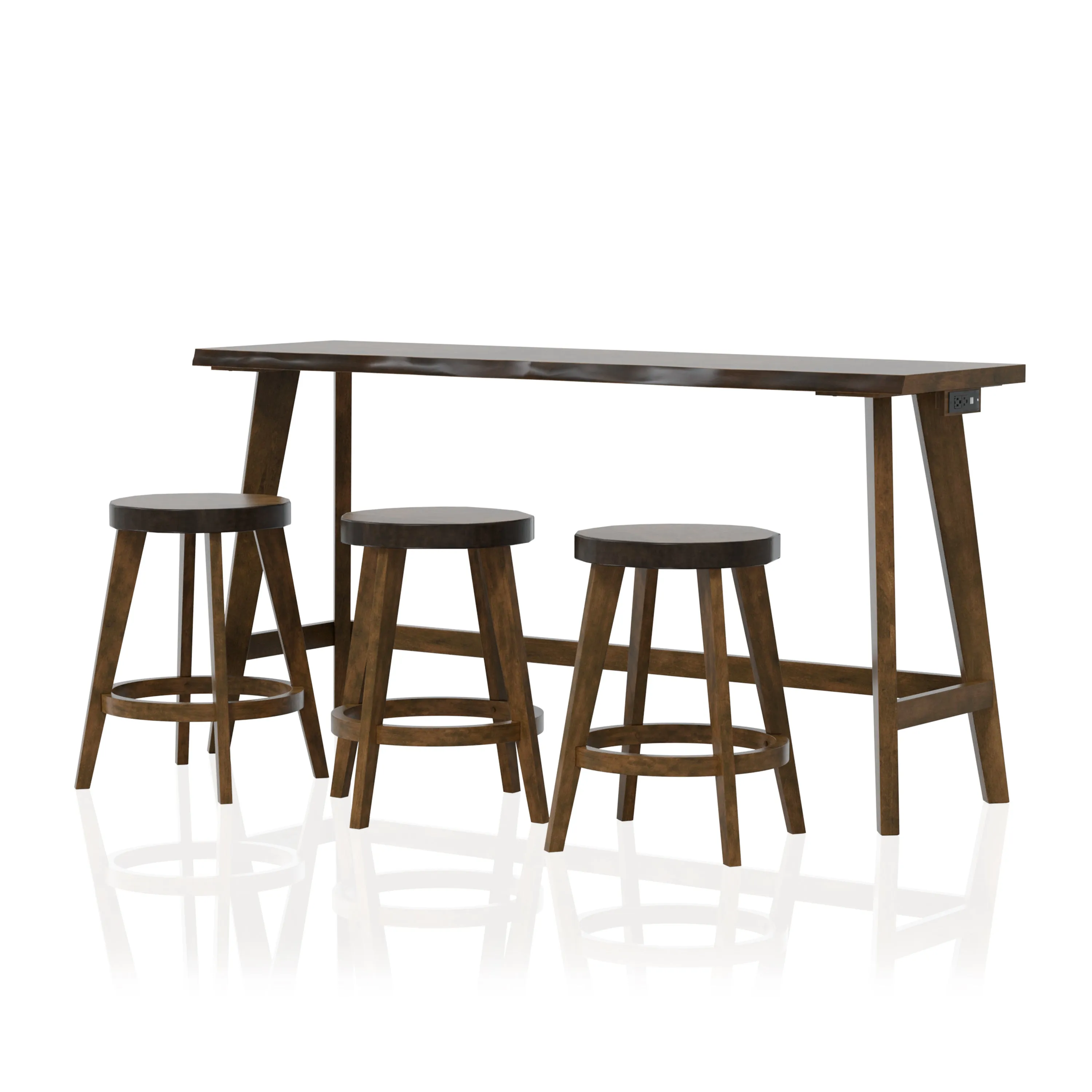 Robbins Dark Walnut 4-Piece Counter Height Table Set with USB & Outlet
