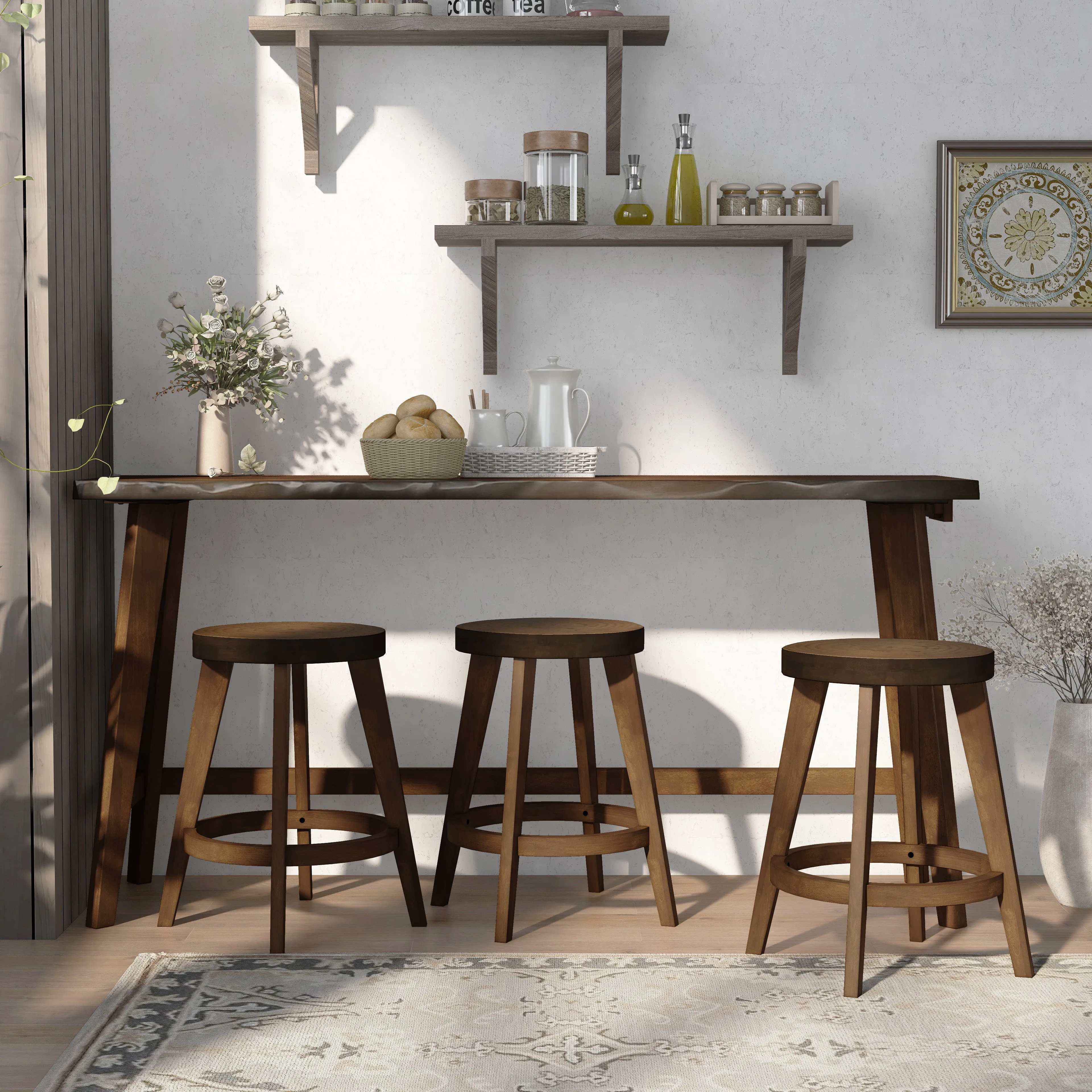 Robbins Dark Walnut 4-Piece Counter Height Table Set with USB & Outlet
