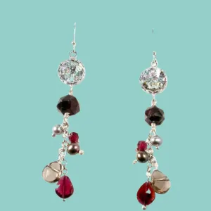 Roman glass jewelry dangling earrings Israeli jewelry garnets