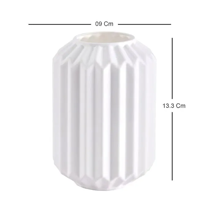 RSP HOME DECOR Geometric Plastic Flower Vases, 5.5-Inch, Set of 2, for Home/Office/Garden Decor (White)
