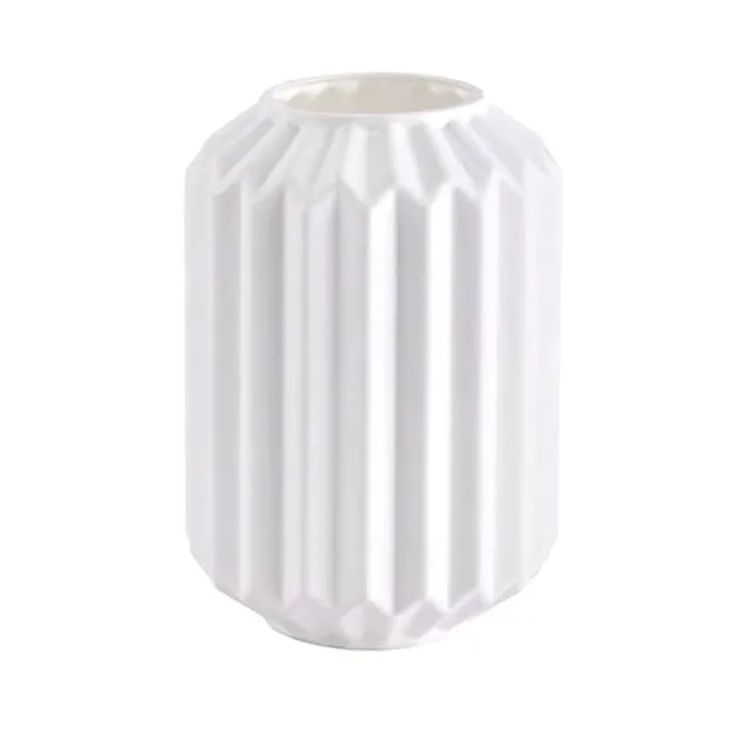 RSP HOME DECOR Geometric Plastic Flower Vases, 5.5-Inch, Set of 2, for Home/Office/Garden Decor (White)