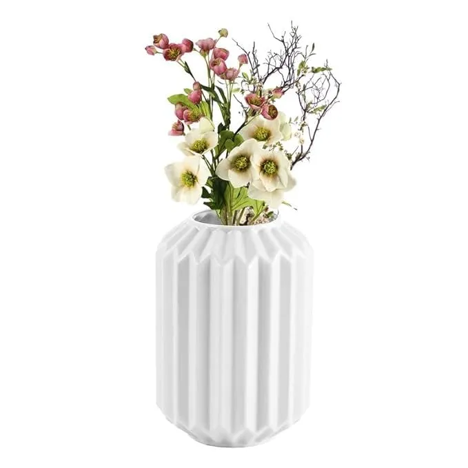 RSP HOME DECOR Geometric Plastic Flower Vases, 5.5-Inch, Set of 2, for Home/Office/Garden Decor (White)