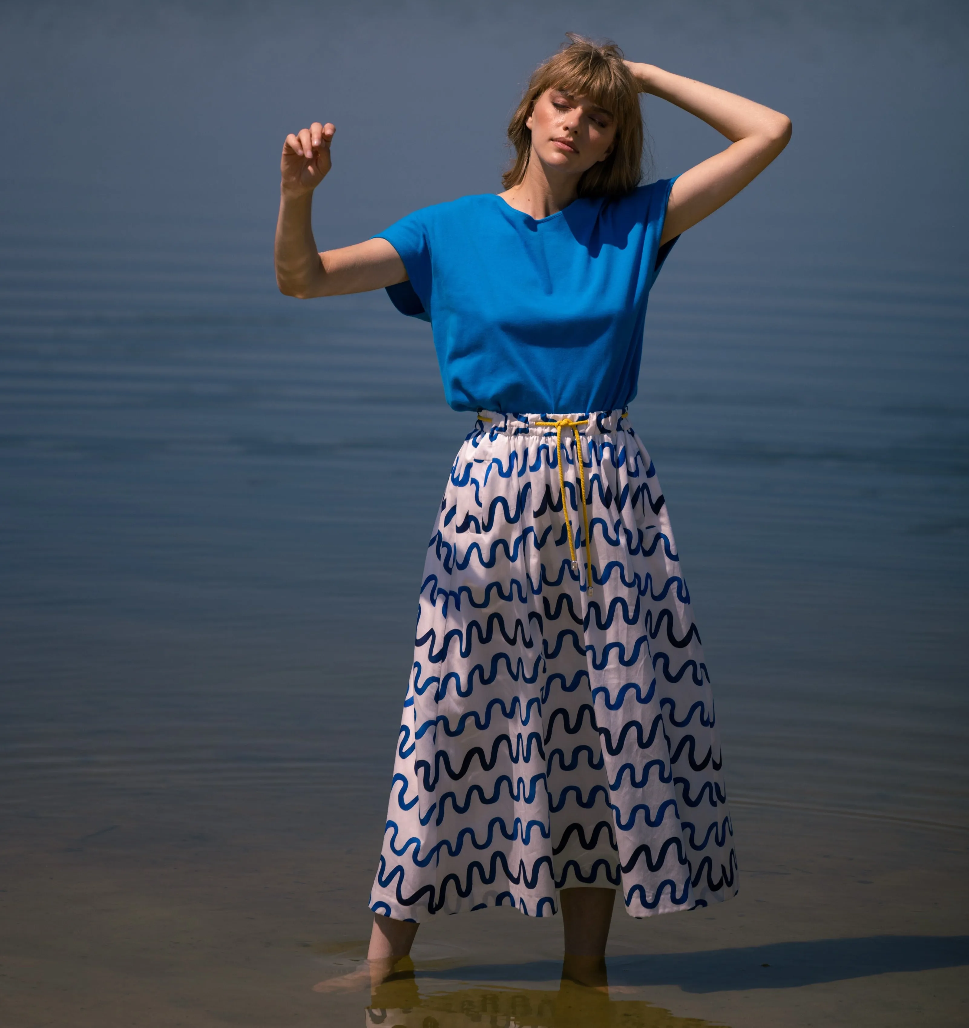 Sage midi skirt Waves Organic cotton - Last size: 36