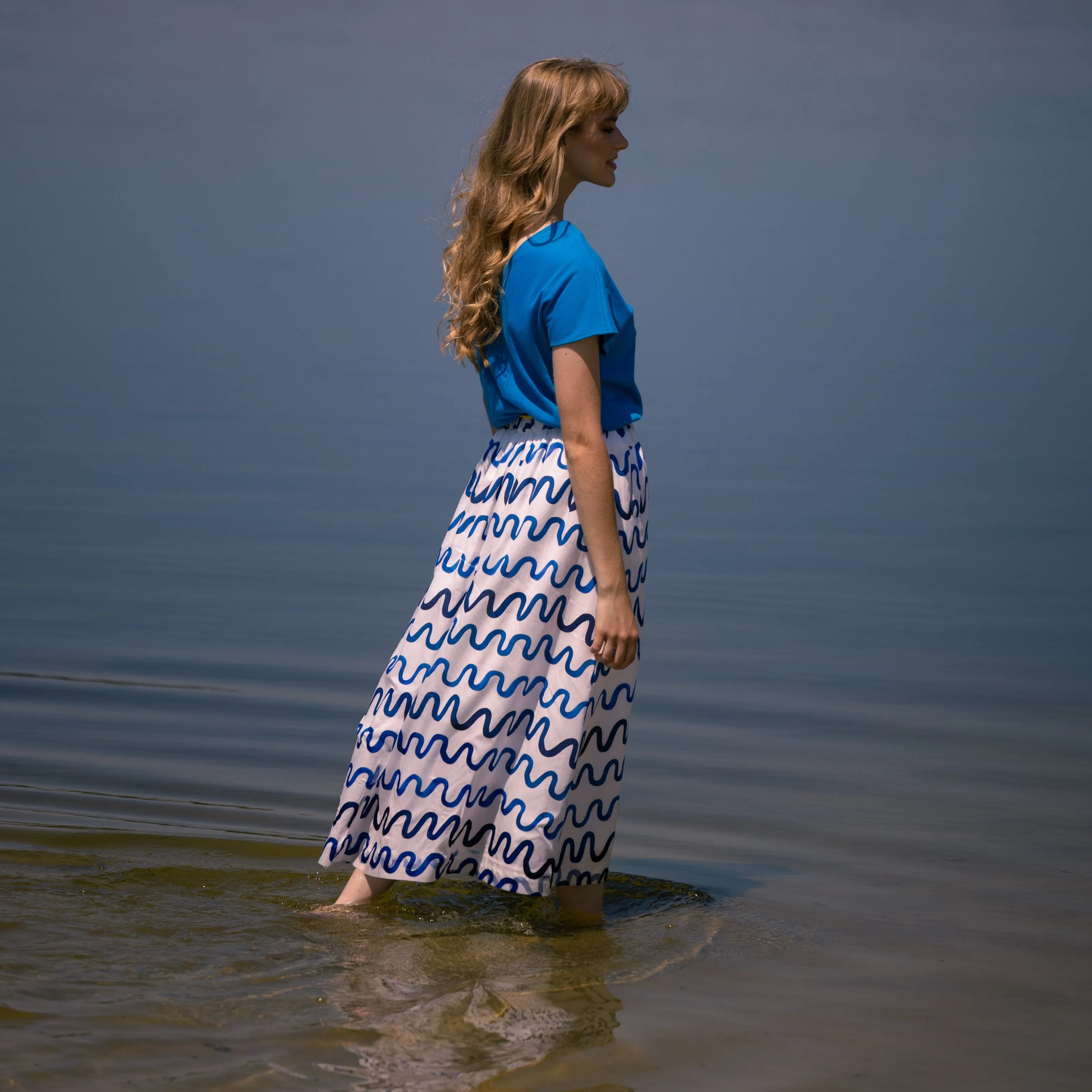 Sage midi skirt Waves Organic cotton - Last size: 36
