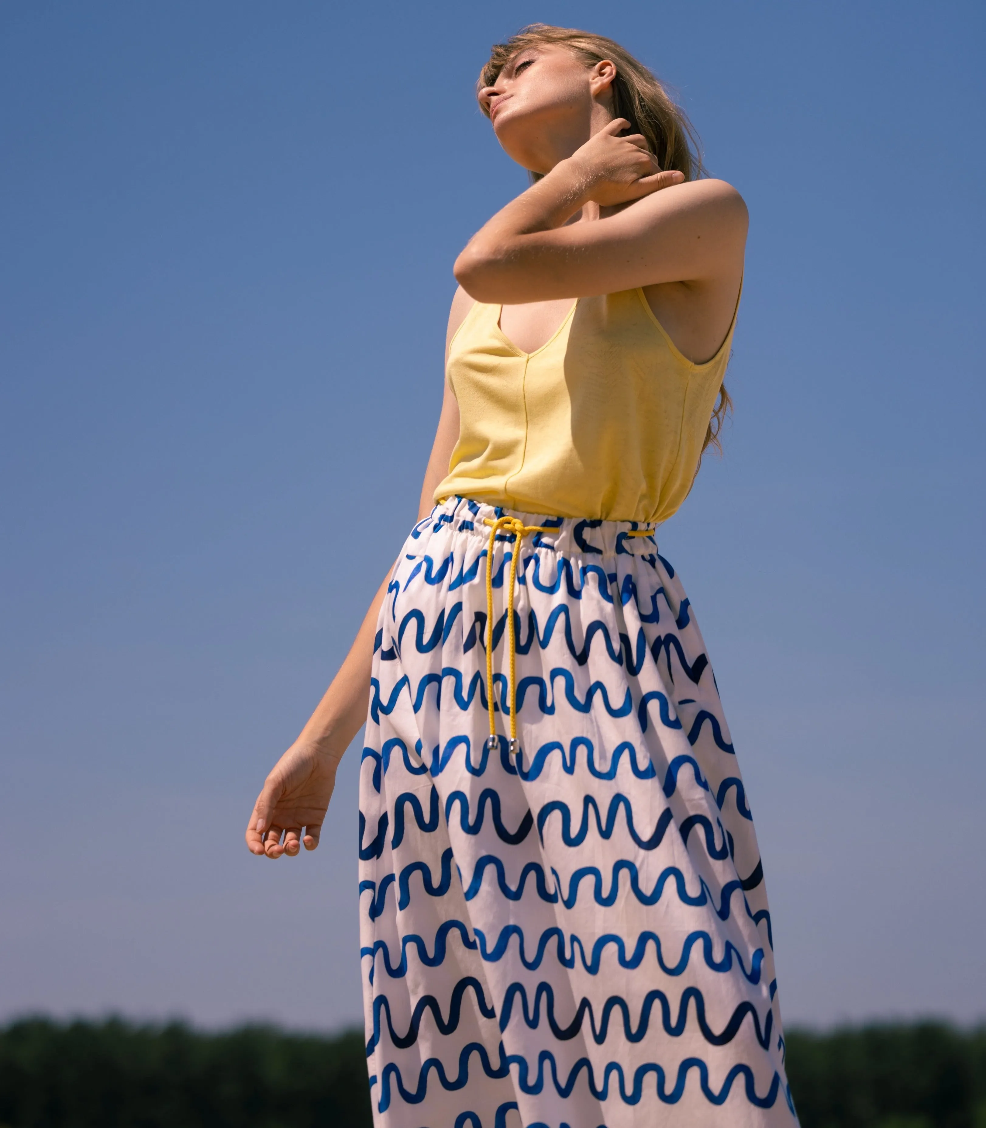 Sage midi skirt Waves Organic cotton - Last size: 36