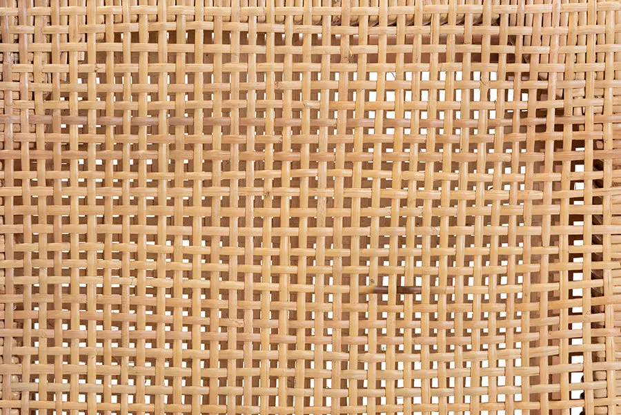 Savannah Walnut Brown Mahogany Wood Natural Rattan Counter Stool
