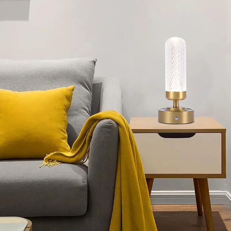 Simple Creative Acrylic Cylindrical Metal LED Rechargeable Table Lamp