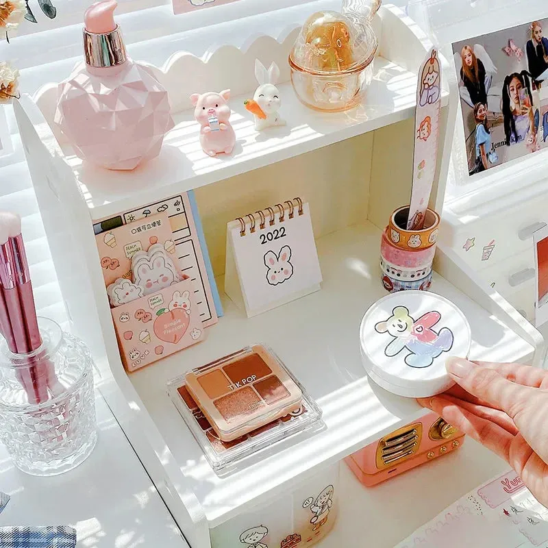 SINOTAO  -  Desktop Storage Rack Ins Student Dormitory Cosmetic Elevated Stationery Box Office Organizer File Tray Desk Accessories