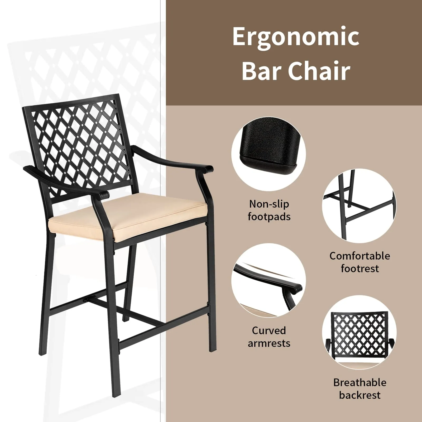 Tangkula 3 Piece Patio Bar Bistro Set, Outdoor Bar Height Stool & Table