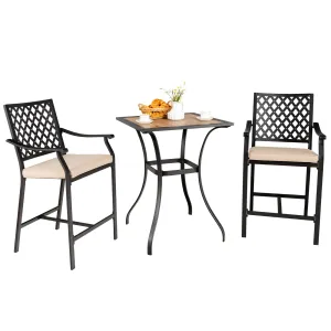 Tangkula 3 Piece Patio Bar Bistro Set, Outdoor Bar Height Stool & Table