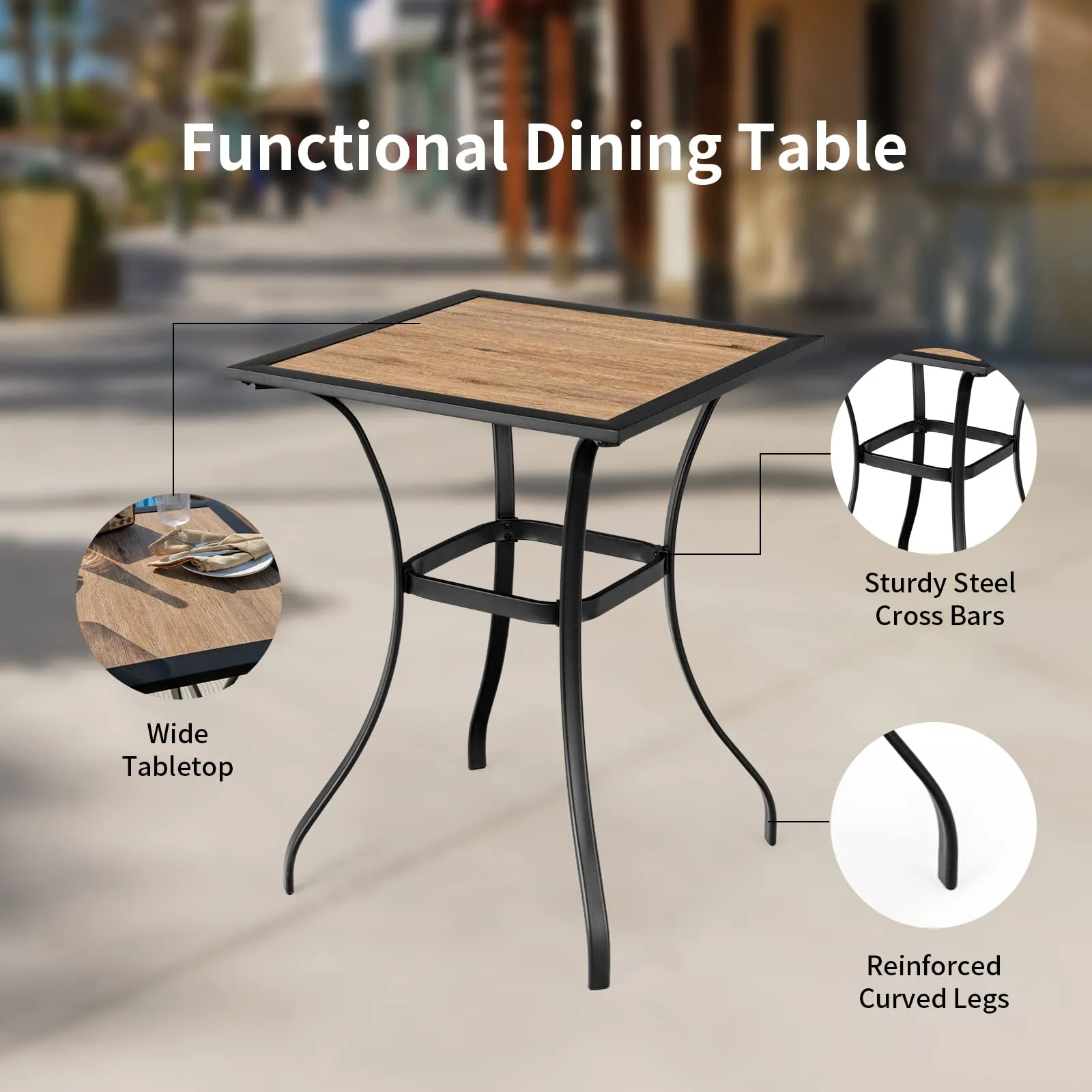 Tangkula 3 Piece Patio Bar Bistro Set, Outdoor Bar Height Stool & Table