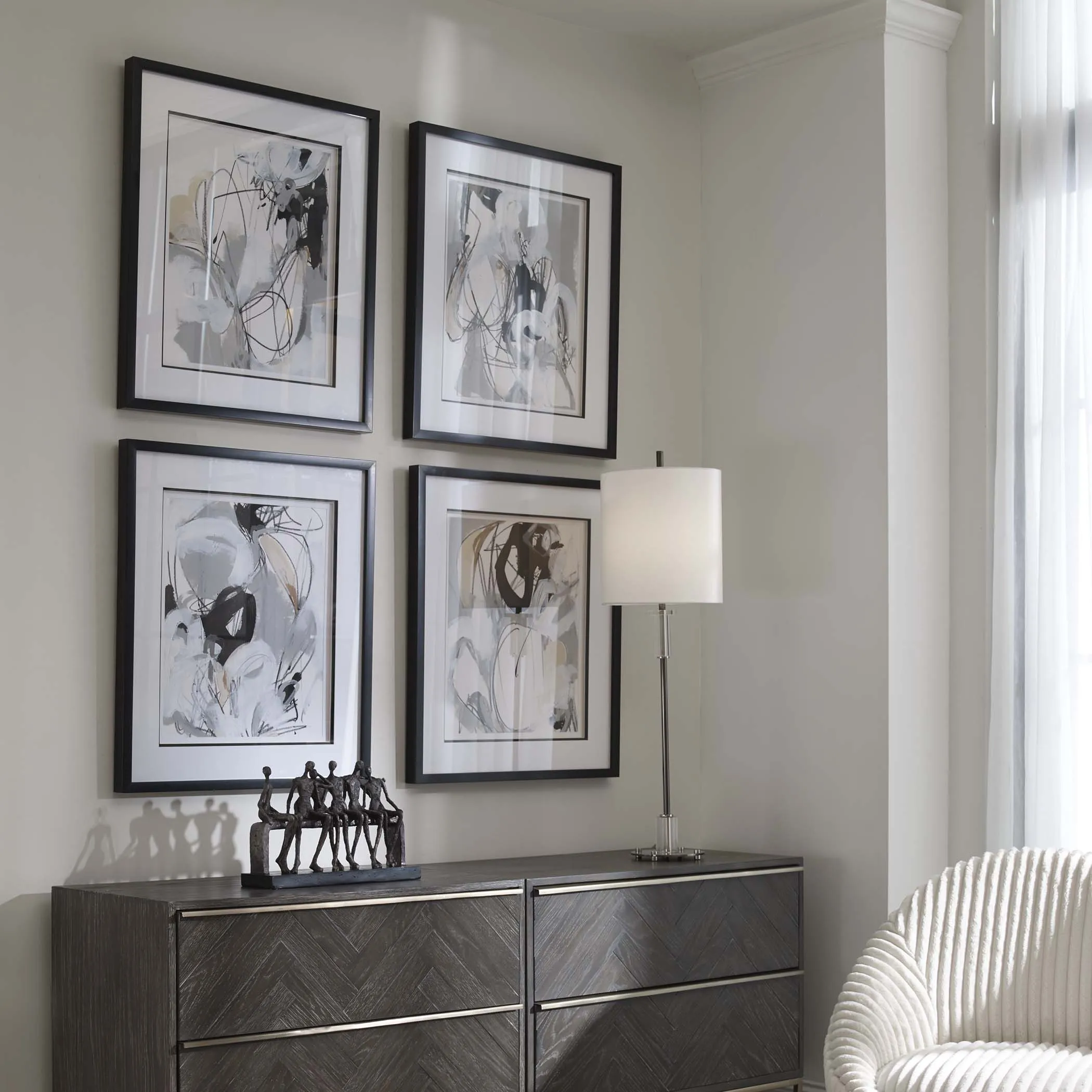 Tangled Threads Abstract Framed Prints, S/4