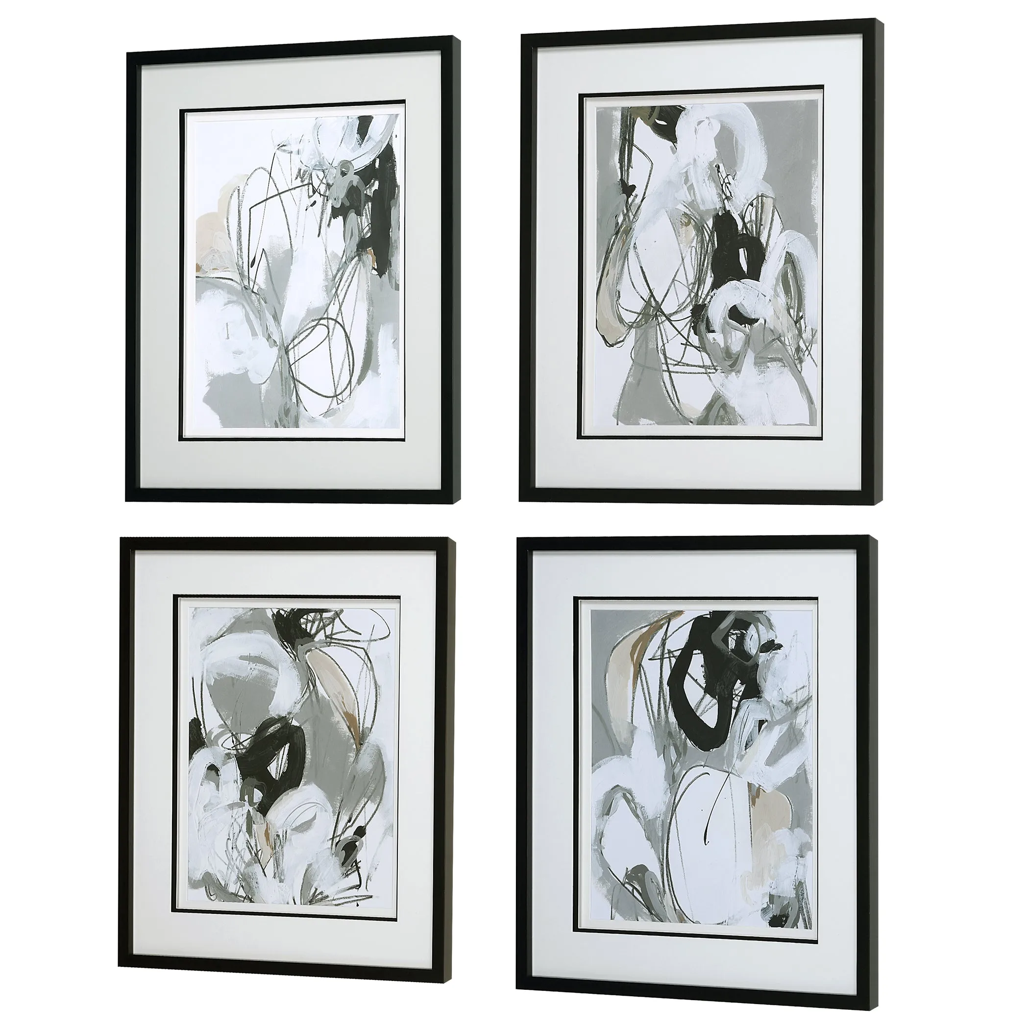 Tangled Threads Abstract Framed Prints, S/4