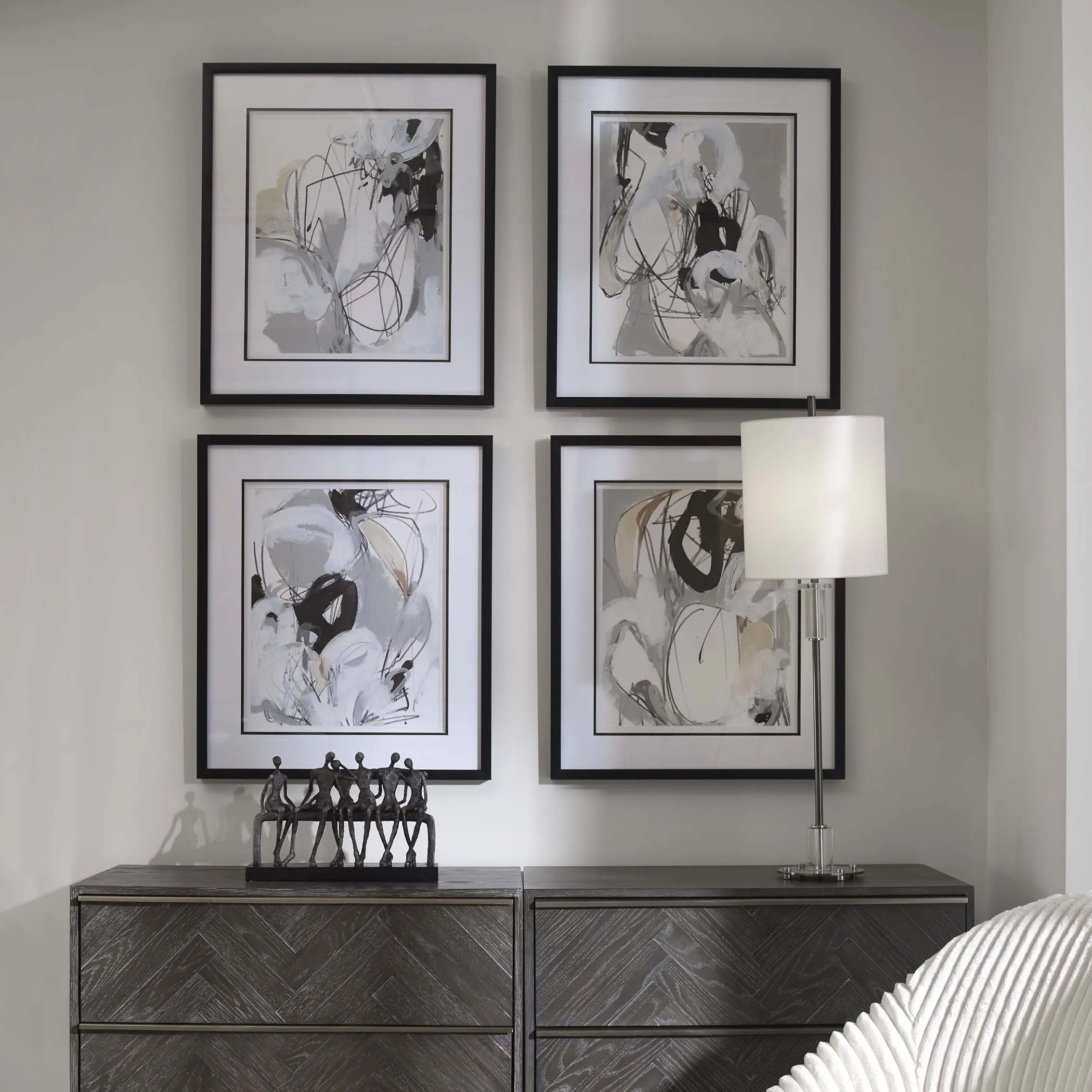 Tangled Threads Abstract Framed Prints, S/4