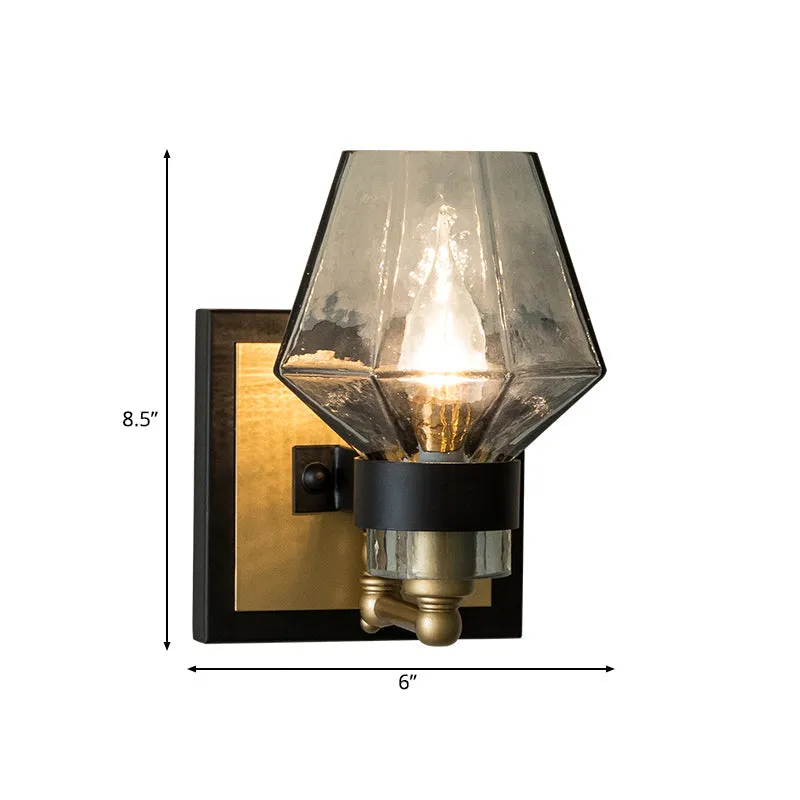 Traditional Metal Candle Sconce Lamp - Black Wall Lighting Fixture with Urn Smoke Glass Shade