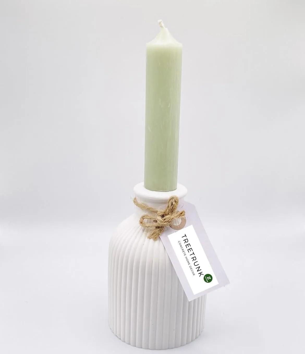 TREETRUNK® Concrete Striped Vase | Reed Diffuser Vase | Flower Vase for Home Decoration | Aesthetic/Minimalist Home Decor Vase (White) [9.5 x 6.5cm]