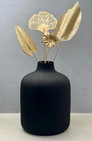 Urban Born Metal flower vase for home decor and living room Vintage decor Antique decor and vase for home décor |Textured Black (Medium)