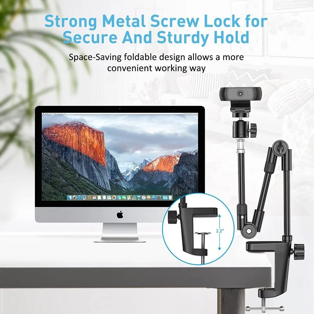 Webcam Stand Camera Mount with Phone Holder