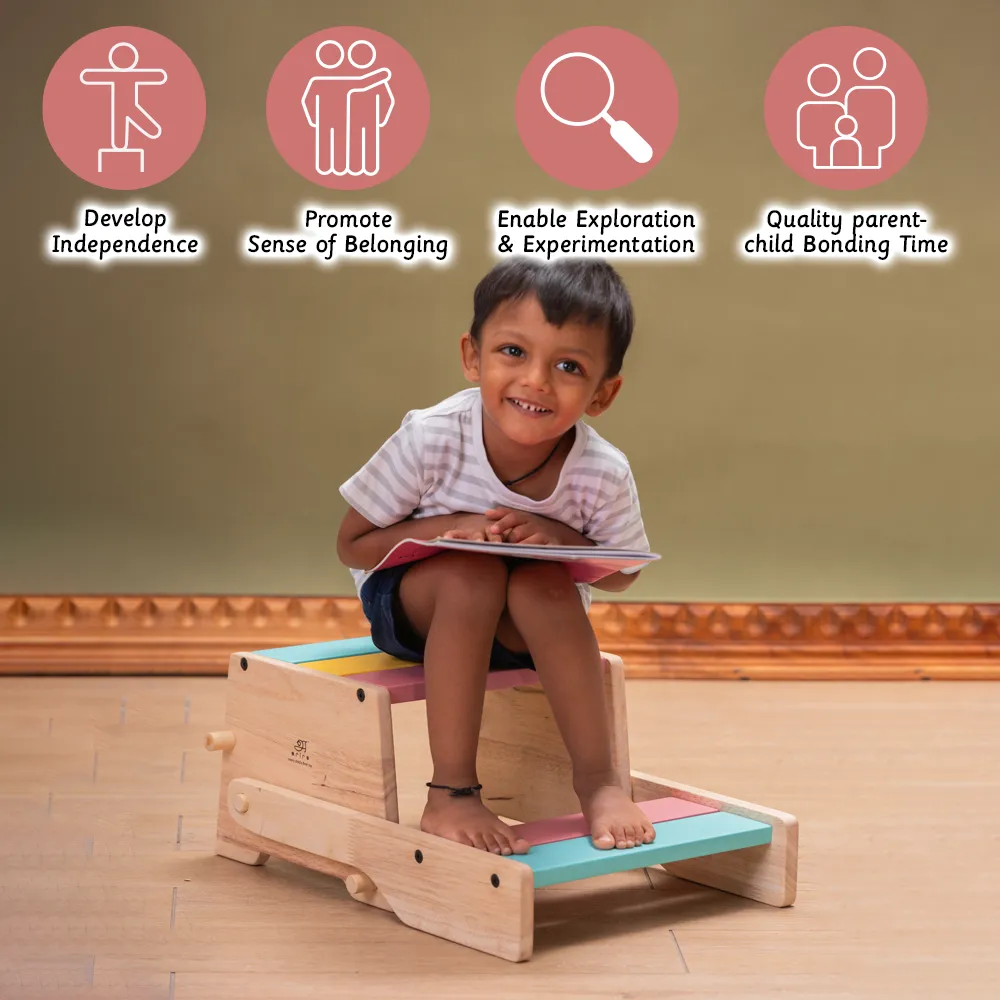 Wooden Convertible Step Stool and Chair