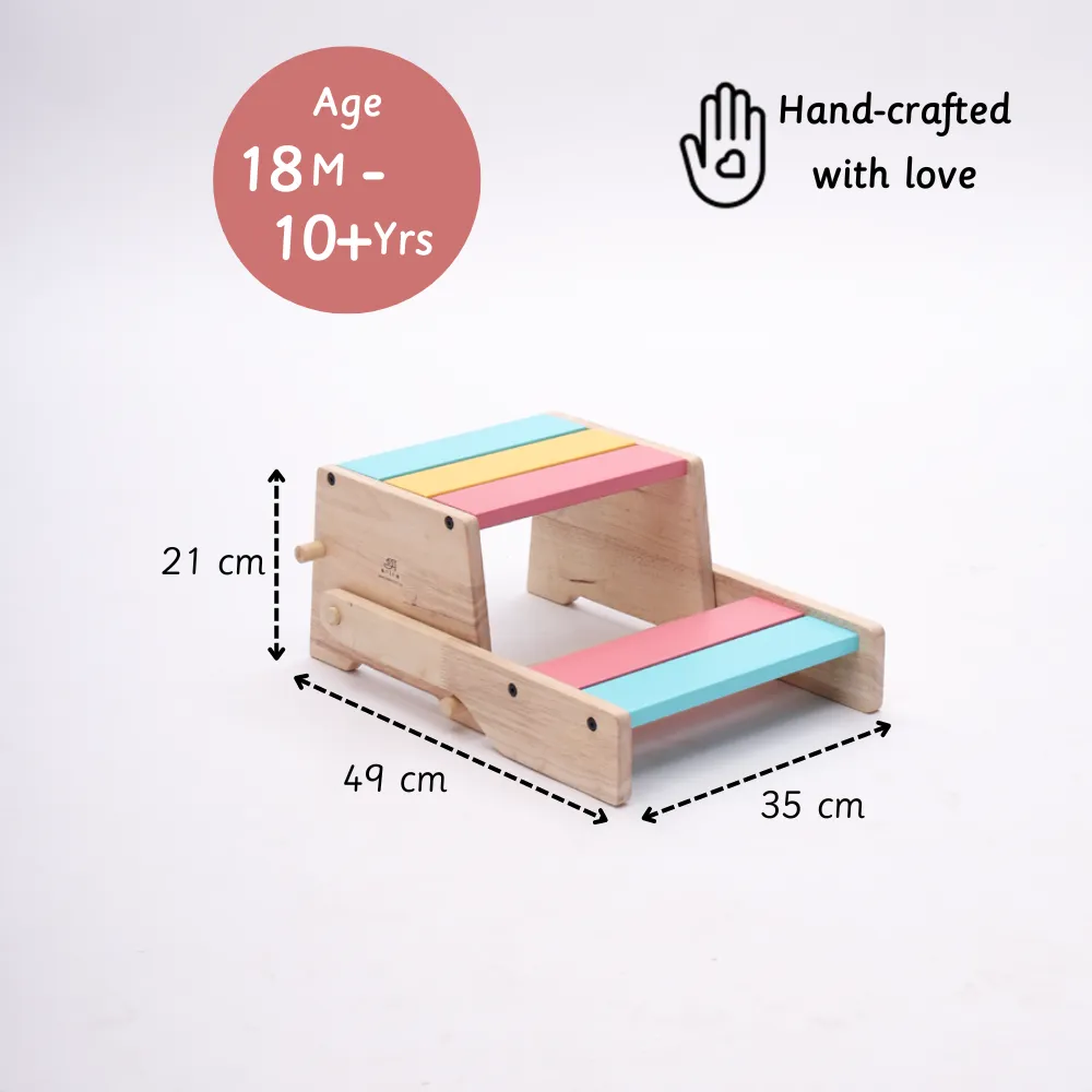 Wooden Convertible Step Stool and Chair