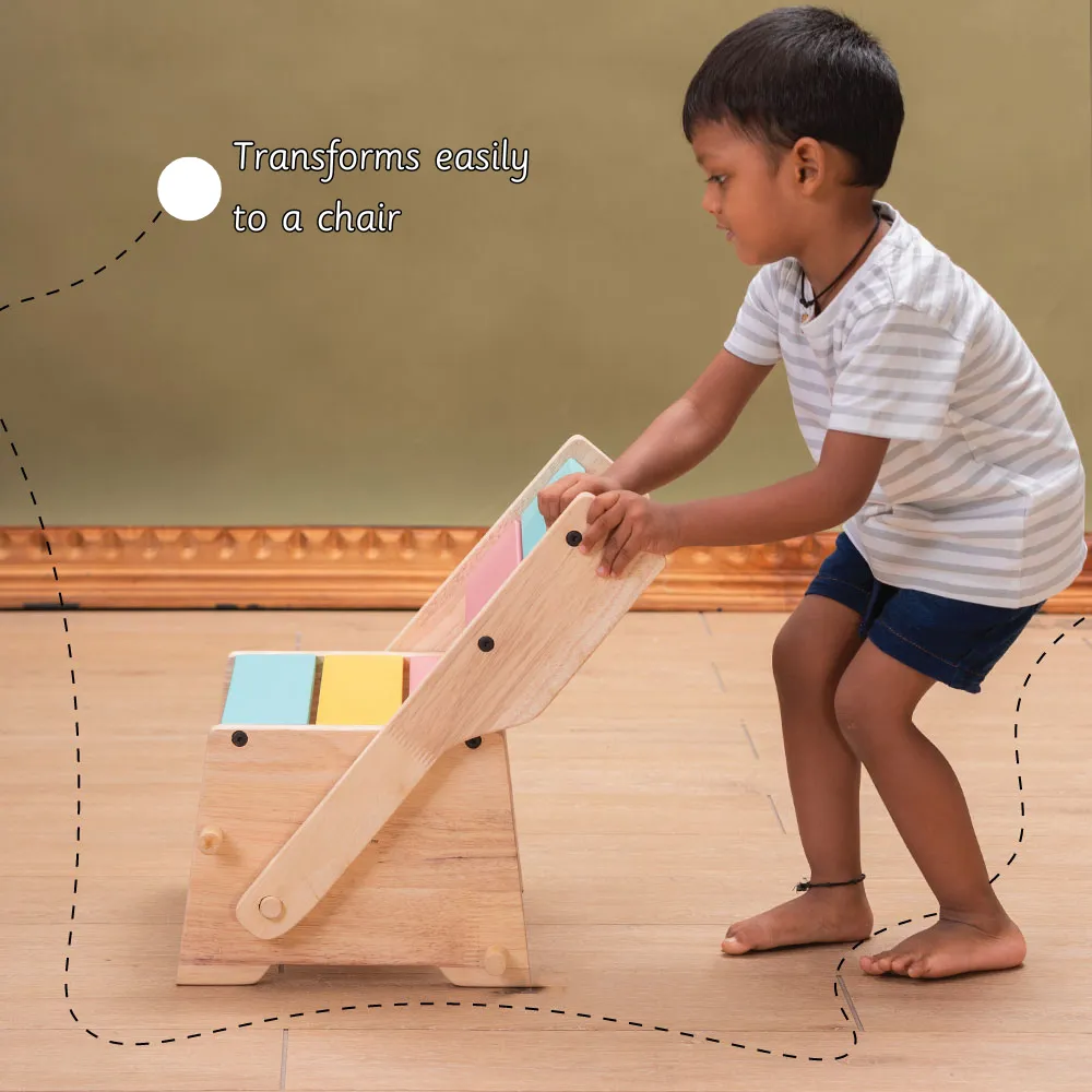 Wooden Convertible Step Stool and Chair