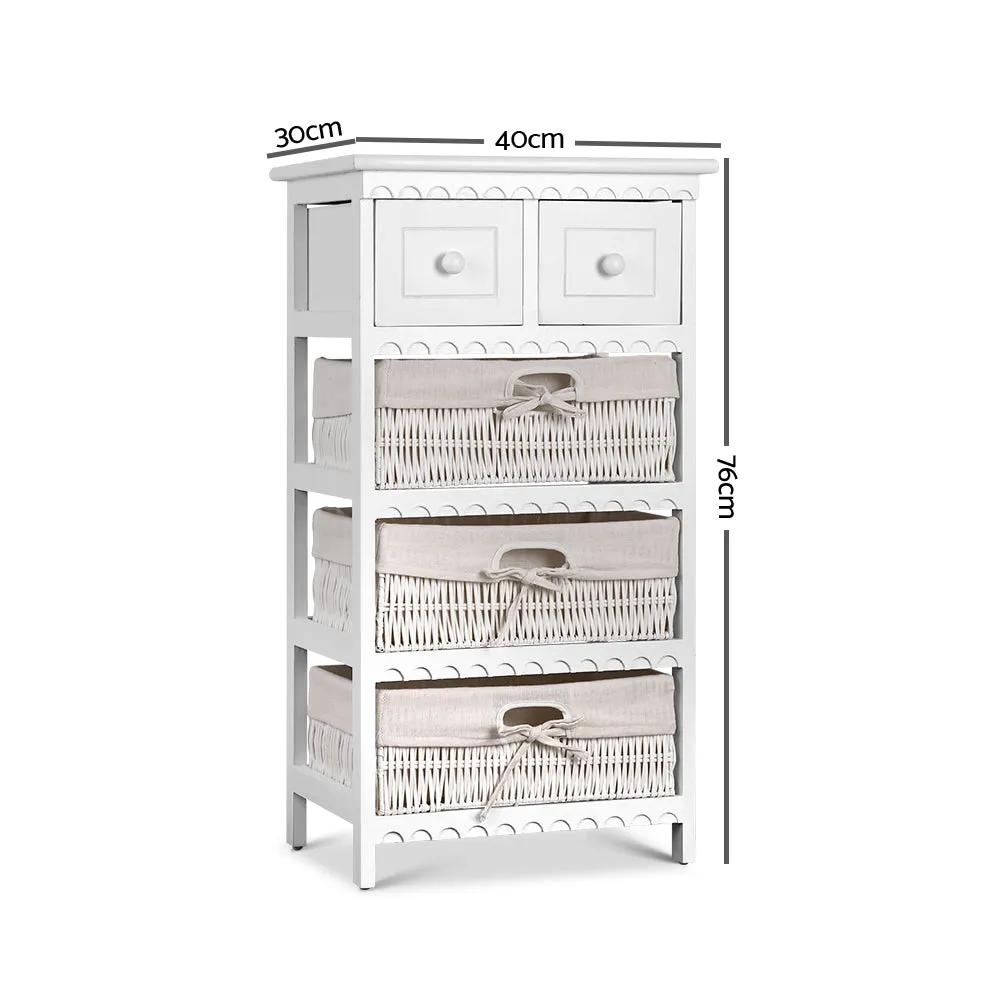 z White 3 Basket Storage Unit Drawers Cabinet Bedroom Cupboard Assembled