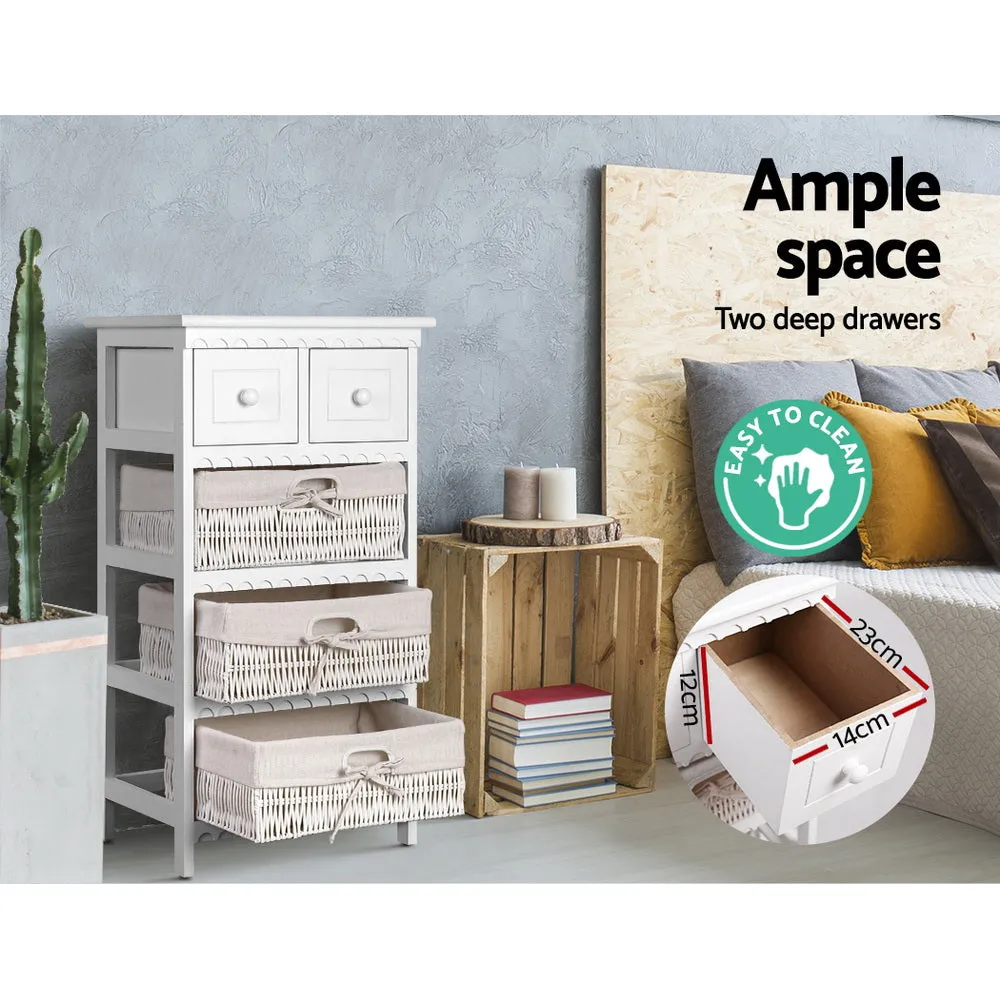 z White 3 Basket Storage Unit Drawers Cabinet Bedroom Cupboard Assembled
