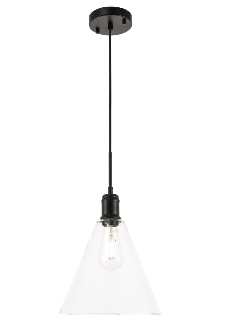 ZC121-LD6225BK - Living District: Hugh 1 light Black and Clear glass pendant