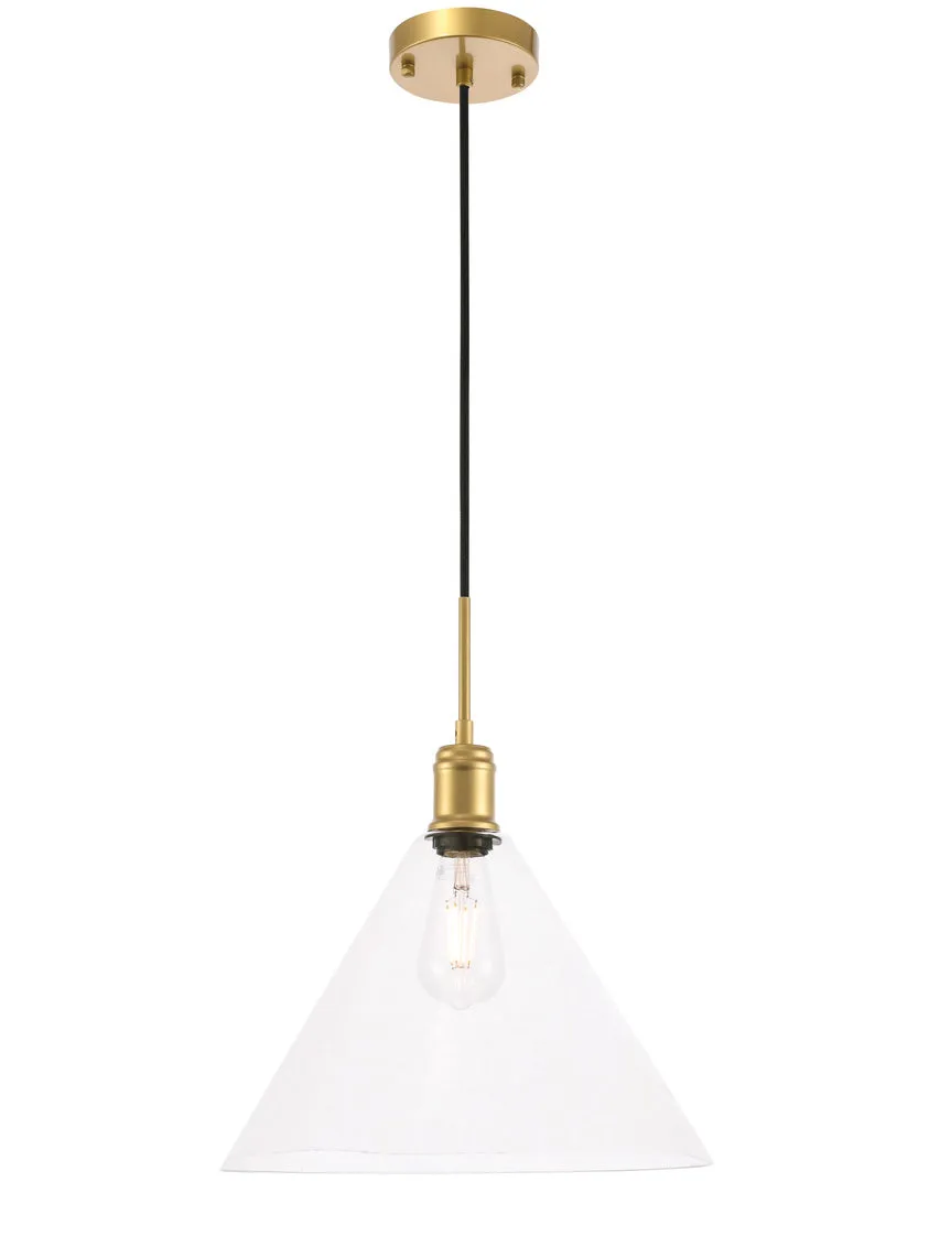 ZC121-LD6230BR - Living District: Hugh 1 light Brass and Clear glass pendant