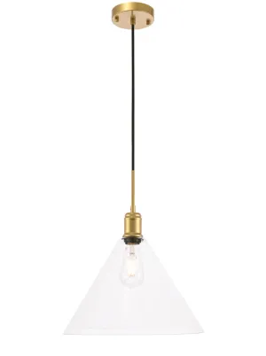 ZC121-LD6230BR - Living District: Hugh 1 light Brass and Clear glass pendant