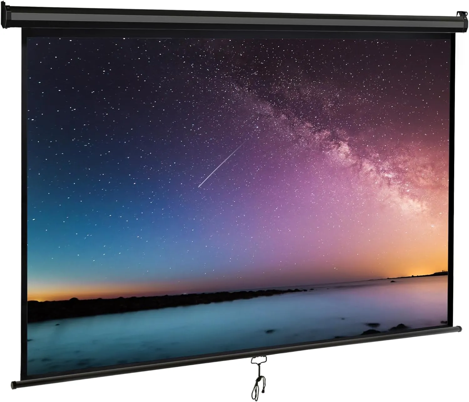 ZENY™ 80'' 16:9 HD Projection Screen Foldable Anti-Crease Portable Projector Movie Screen Manual Pull Down for Home Theater Presentation Education Outdoor Indoor Public Display
