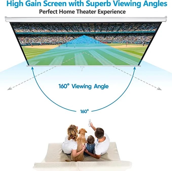 ZENY™ 80'' 16:9 HD Projection Screen Foldable Anti-Crease Portable Projector Movie Screen Manual Pull Down for Home Theater Presentation Education Outdoor Indoor Public Display